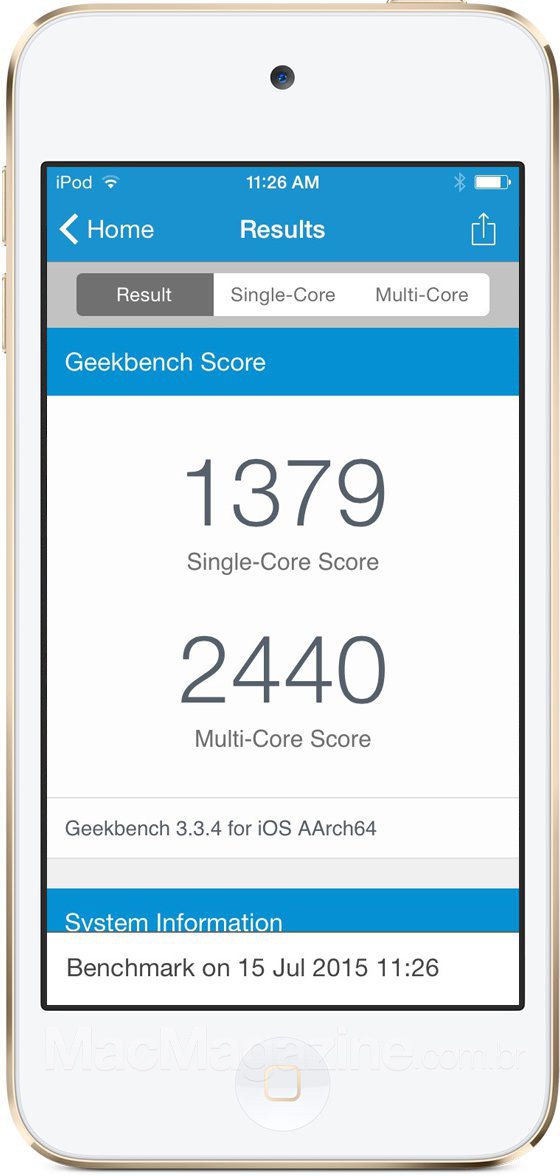 Benchmark do iPod touch de sexta geração