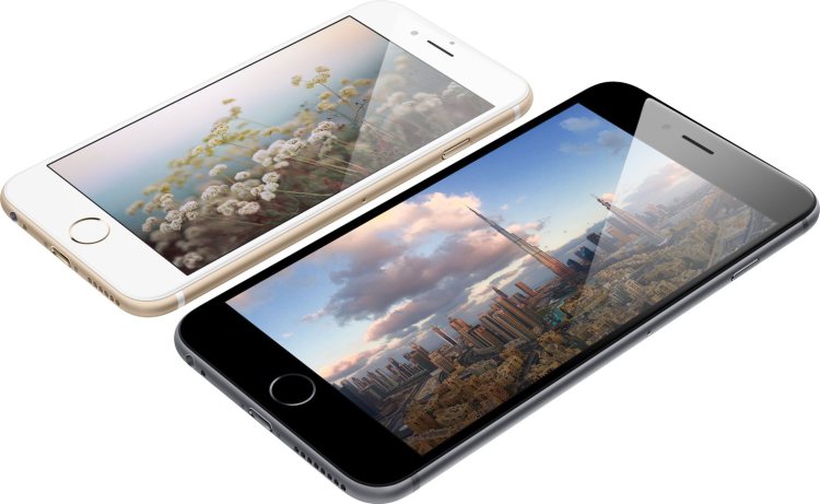 iPhones 6 e 6 Plus deitados