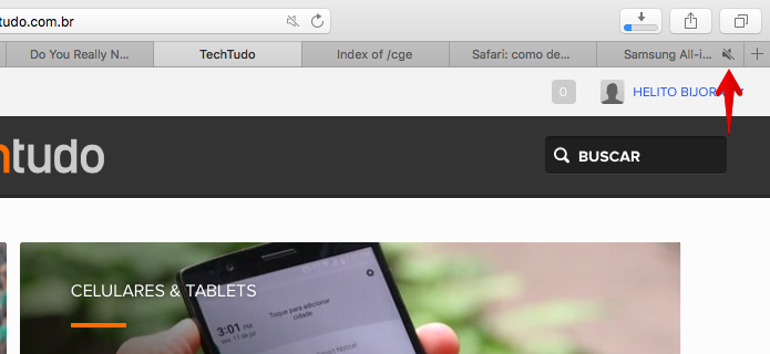 Silenciando uma aba específica (Foto: Reprodução/Helito Bijora) 