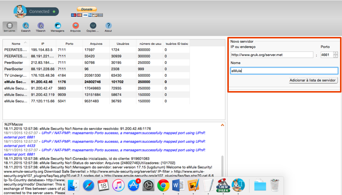 No Mac, é preciso inserir o servidor manualmente (Foto: Reprodução/Paulo Alves)