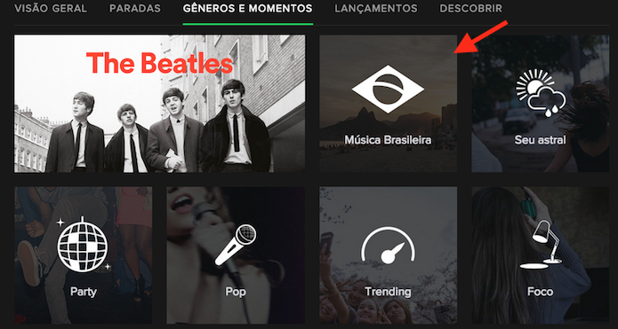 Acessando uma página temática de playlists do Spotify (Foto: Reprodução/Marvin Costa)