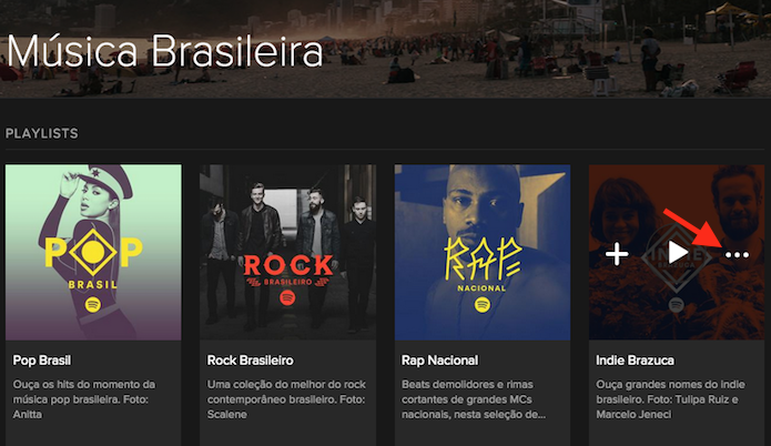 Acessando as opções para uma playlist do Spotify (Foto: Reprodução/Marvin Costa)