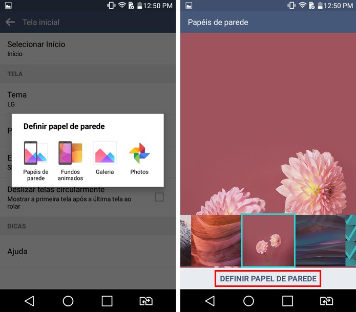 Escolha o papel de parede que será utilizado (Foto: Reprodução/Aline Batista)