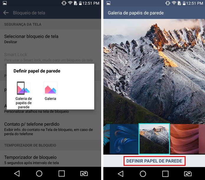 Selecione a nova imagem para a tela de bloqueio (Foto: Reprodução/Aline Batista)