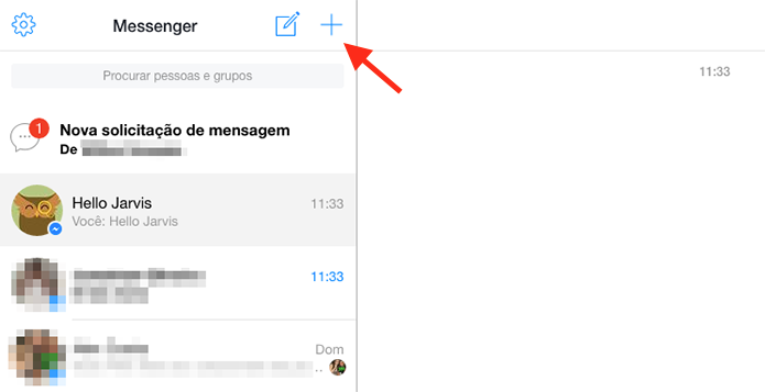 Acessando a tela para enviar uma mensagem para várias pessoas no Facebook Messenger Web (Foto: Reprodução/Marvin Costa)