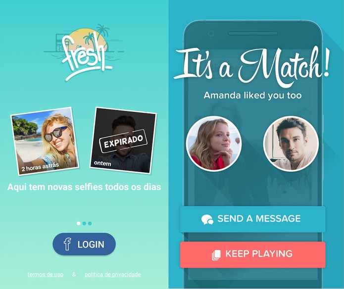 O Fresh e o Tinder tem conexão com o Facebook, mas só o Tinder mostra quem tem amigos em comum (Divulgação/Match.com)