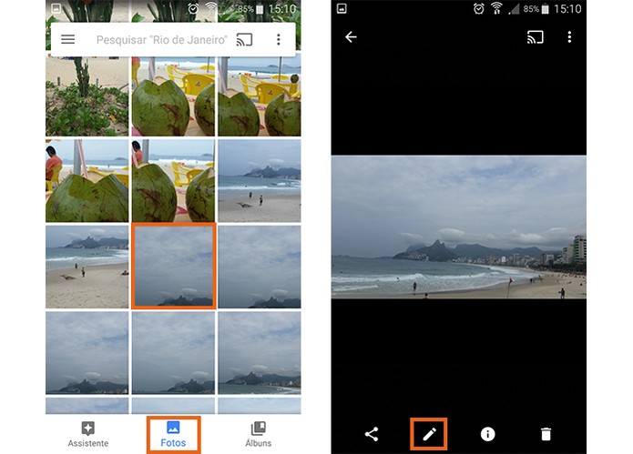 Escolha a foto que deseja editar no Google Photos (Foto: Reprodução/Barbara Mannara)