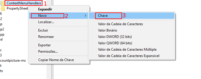 Cirando uma nova chave em ContextMenuHandlers (Foto: Reprodução/Edivaldo Brito)