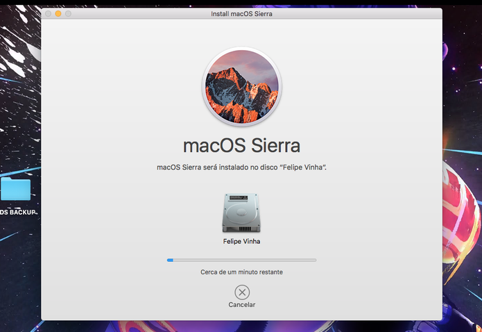 Processo de instalação do macOS Sierra (Foto: Reprodução/Felipe Vinha)