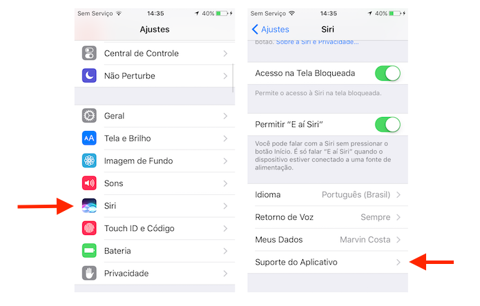 Opções para a Siri no iOS 10 (Foto: Reprodução/Marvin Costa)