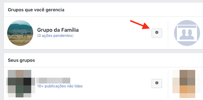 Acesso para opções de um grupo do Facebook (Foto: Reprodução/Marvin Costa)