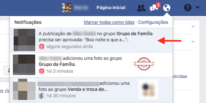 Alerta de pedido de publicação em um grupo do Facebook (Foto: Reprodução/Marvin Costa)