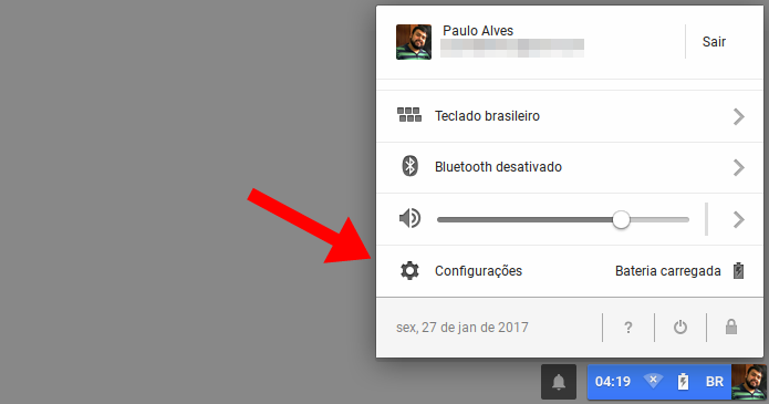 Acesse as configurações do Chrome OS (Foto: Reprodução/Paulo Alves)