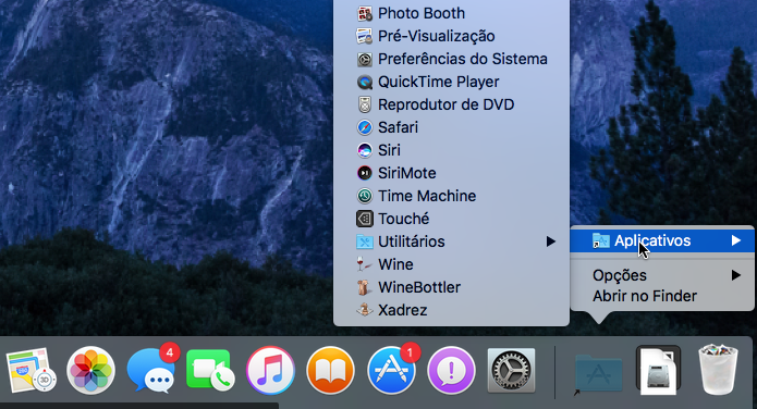 Acessando o Menu Iniciar personalizado na Dock do MacOS (Foto: Reprodução/Edivaldo Brito)