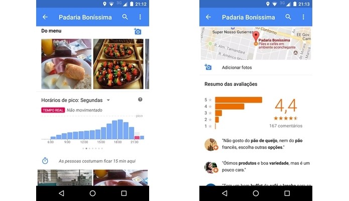 Página completa com informações de estabelecimento recomendado pelo Google (Foto: Reprodução/Raquel Freire)