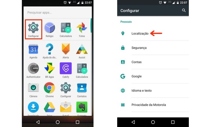 Caminho para menu de localização do Android (Foto: Reprodução/Raquel Freire)