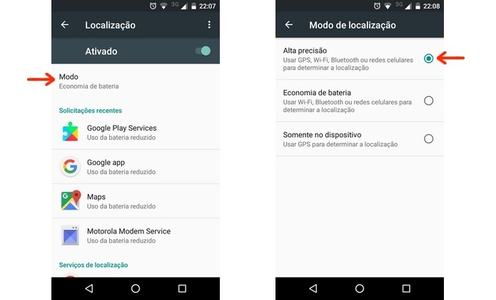 Ativação do modo de alta precisão do Android (Foto: Reprodução/Raquel Freire)