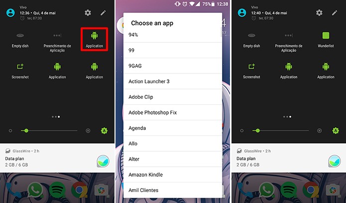 Nougat Quick Settings permite abrir qualquer aplicativo a partir da central de notificações (Foto: Reprodução/Elson de Souza)