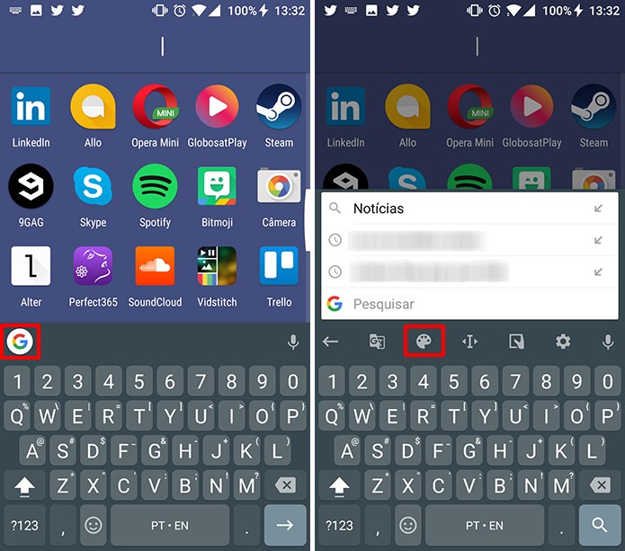 GBoard tem atalho para escolher temas para o teclado do Android (Foto: Reprodução/Elson de Souza)