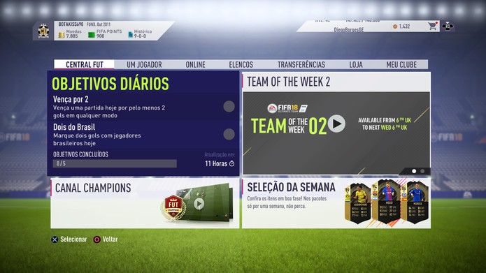 Modo Ultimate Team de FIFA 18 (Foto: Reprodução / TechTudo)