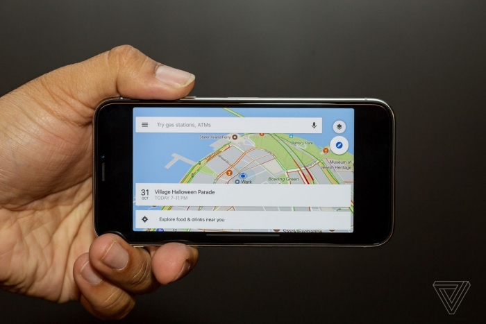 Google Maps no iPhone X. Foto: The Verge