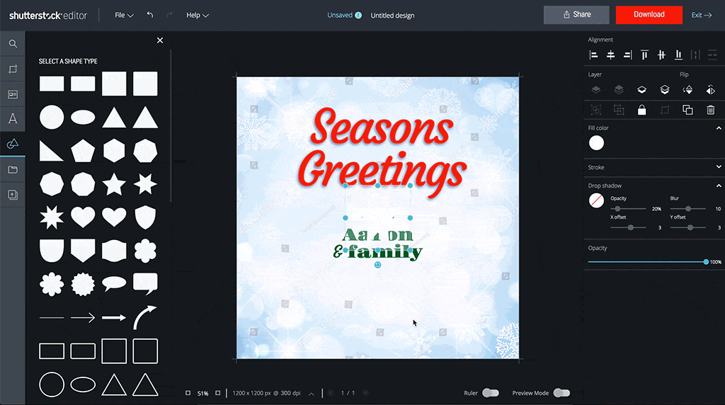 Create a Digital Holiday Card in No Time With Shutterstock Editor – Add Shapes