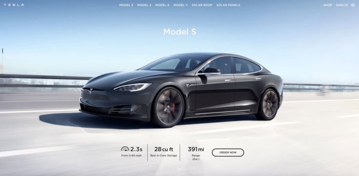 Site do Tesla Model S