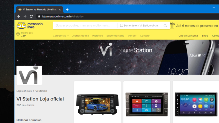 Vi Station ainda tem loja no Mercado Livre (Imagem: Reprodução)