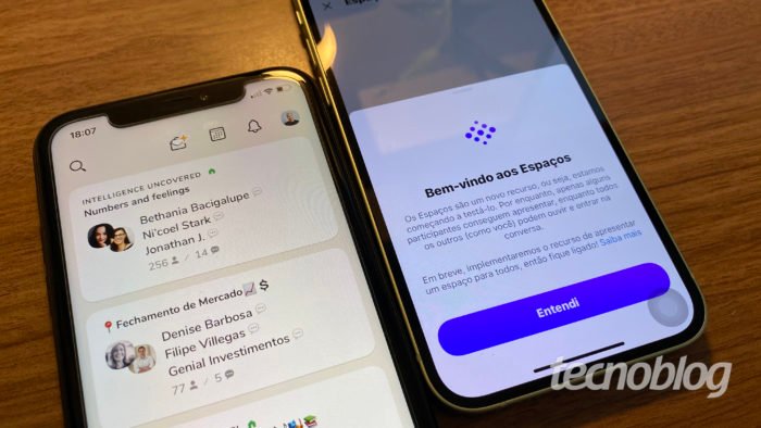 Clubhouse e Twitter Spaces (Imagem: Darlan Helder/Tecnoblog)