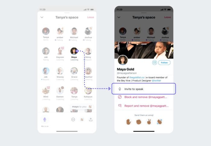 Convidando uma pessoa para ser speaker no Twitter Spacer (Imagem: Divulgação/Twitter)