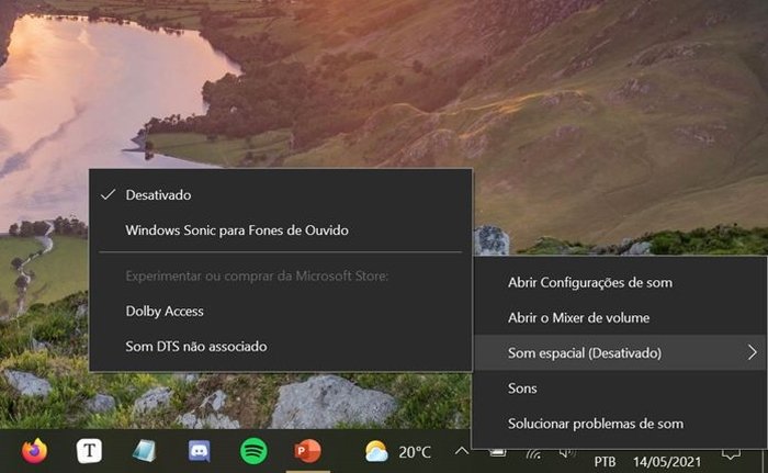 Configuração de Som Espacial no Windows 10 (imagem: Emerson Alecrim/Tecnoblog)