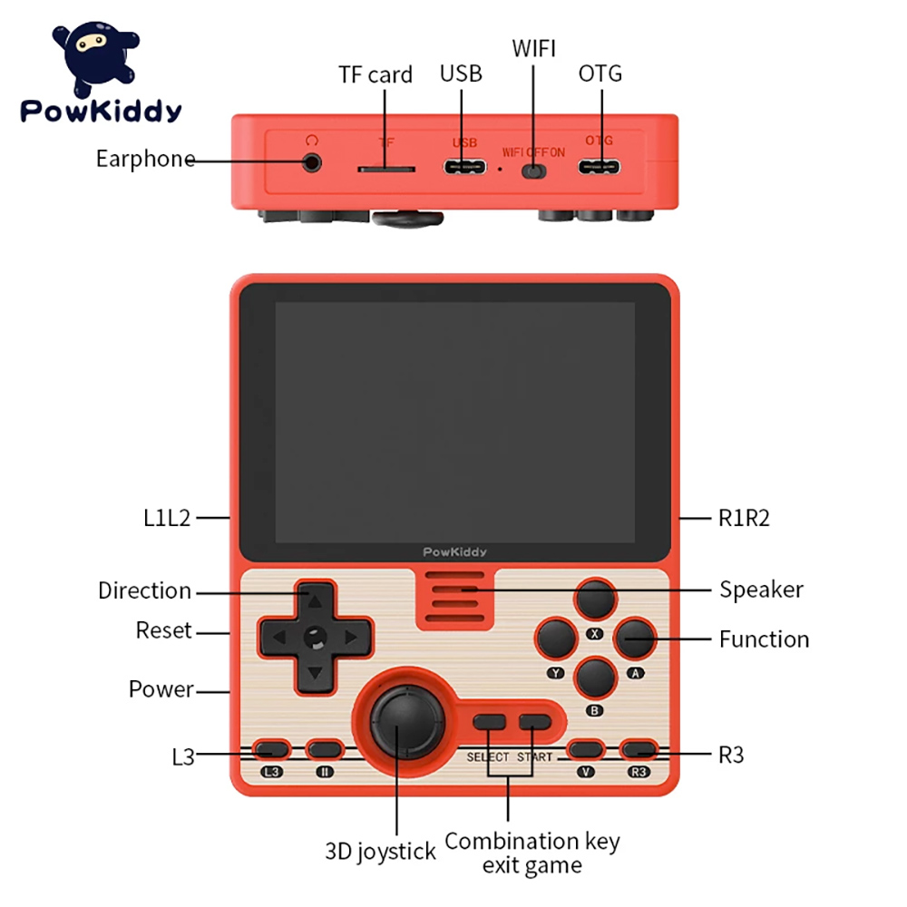 Console de Games Portátil PowKiddy RGB20 com Design Retro