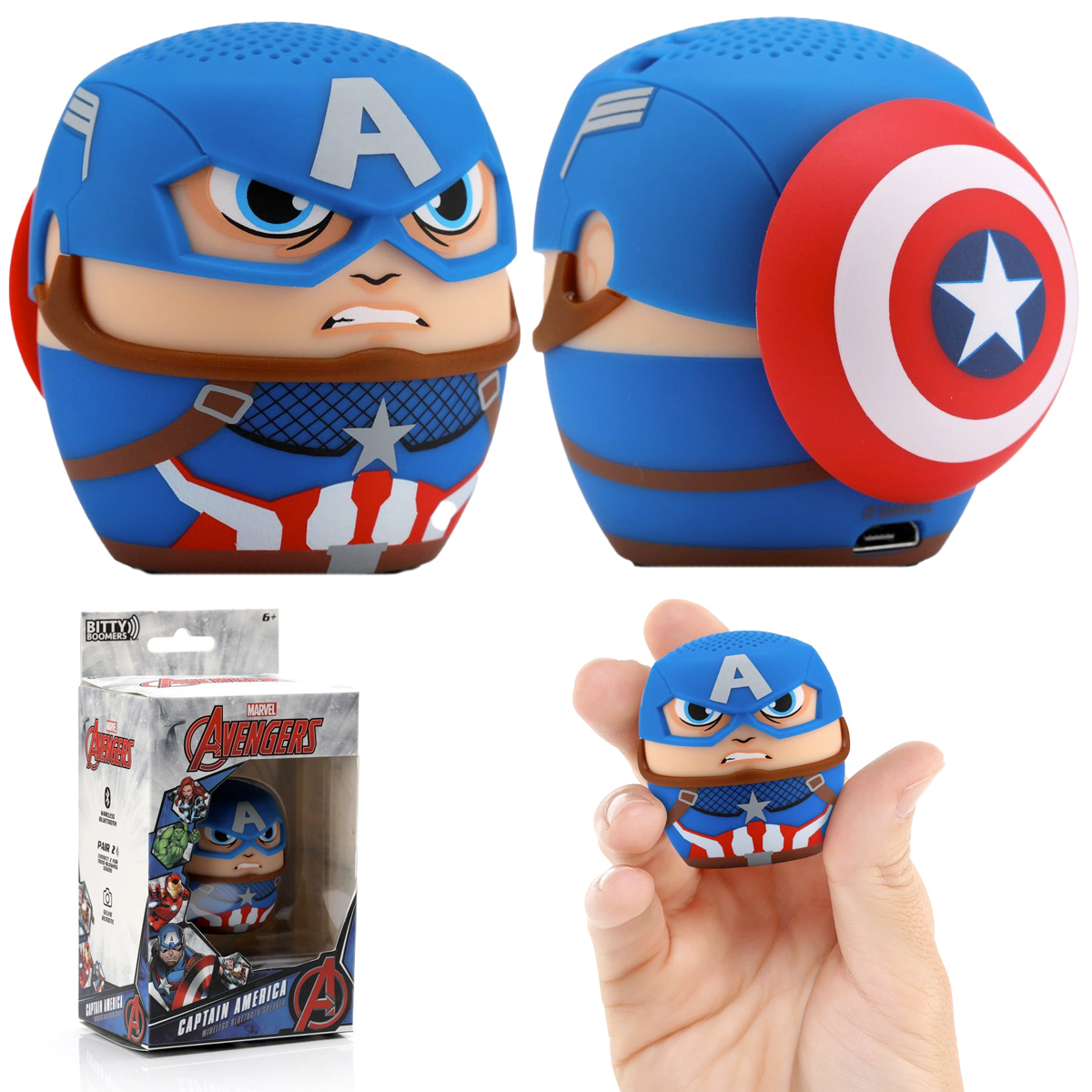 Mini Caixas de Som Marvel Bitty Boomers Bluetooth