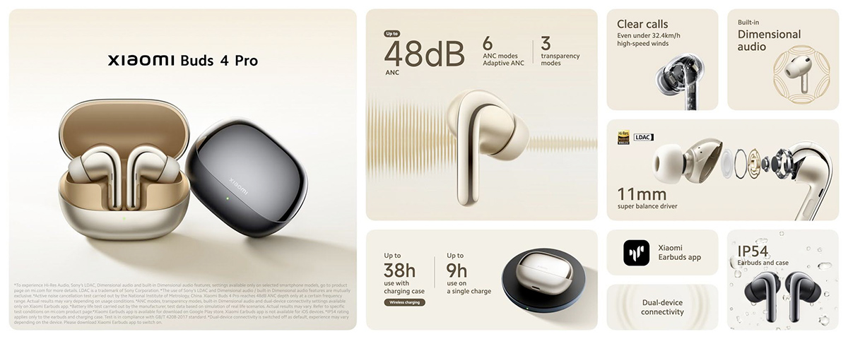 Fones Xiaomi Buds 4 Pro