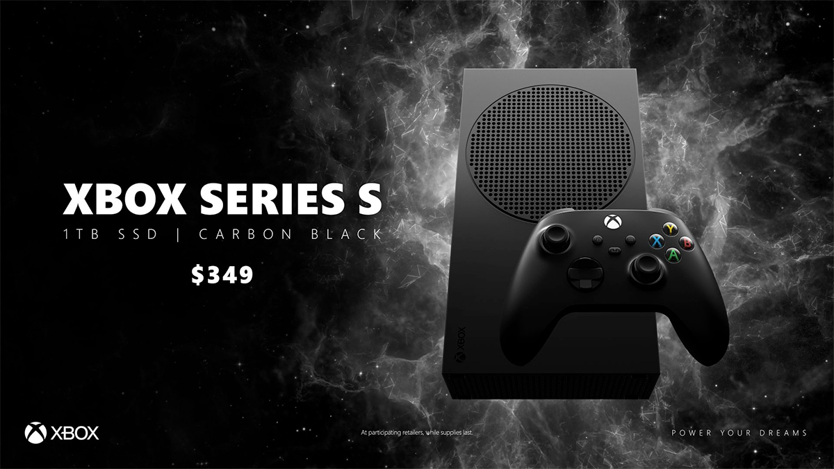 Xbox Series S Carbon Black em preto fosco com 1TB