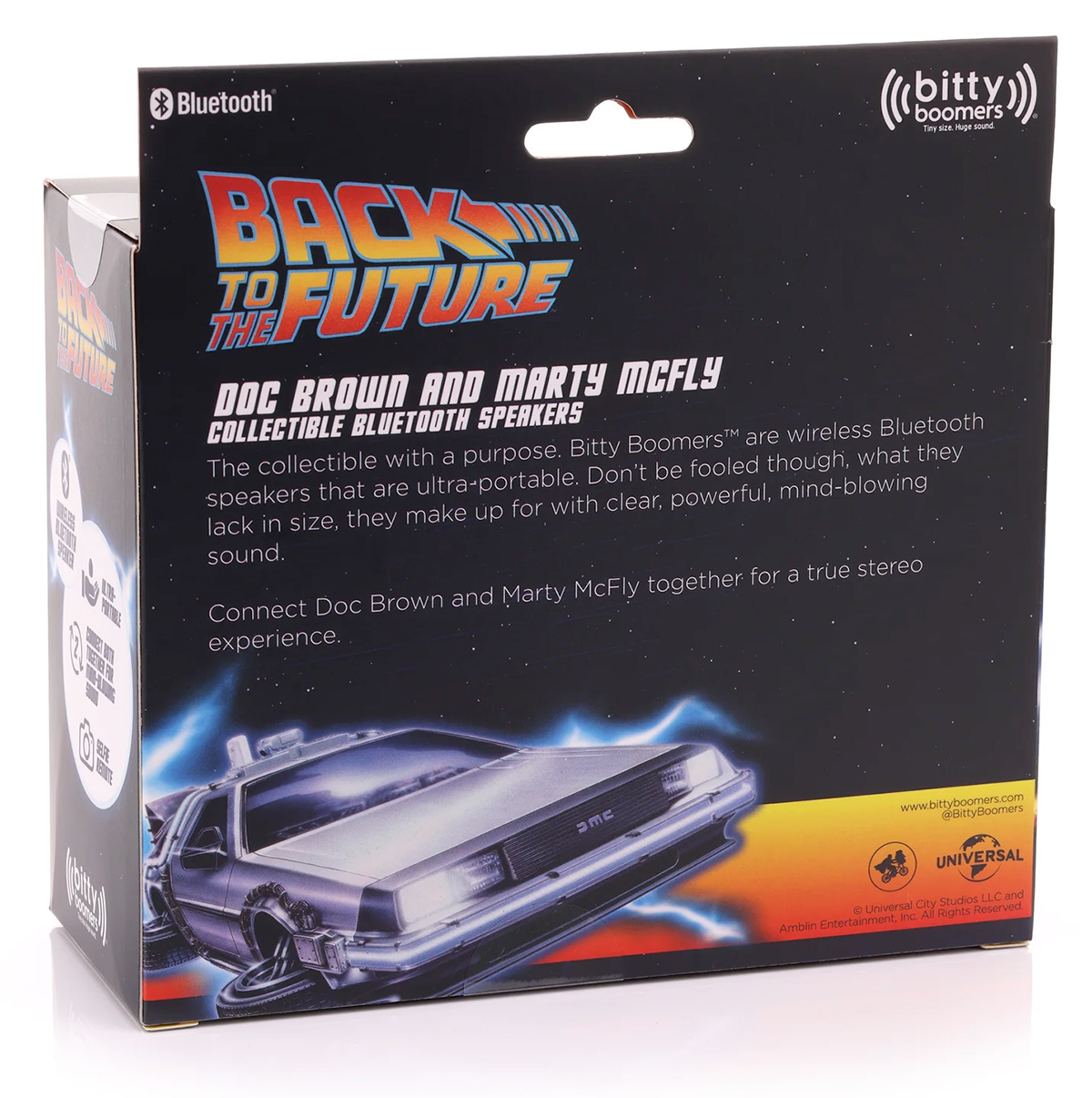 Micro caixas de som Bitty Boomers De Volta para o Futuro com Doc Brown e Marty McFly