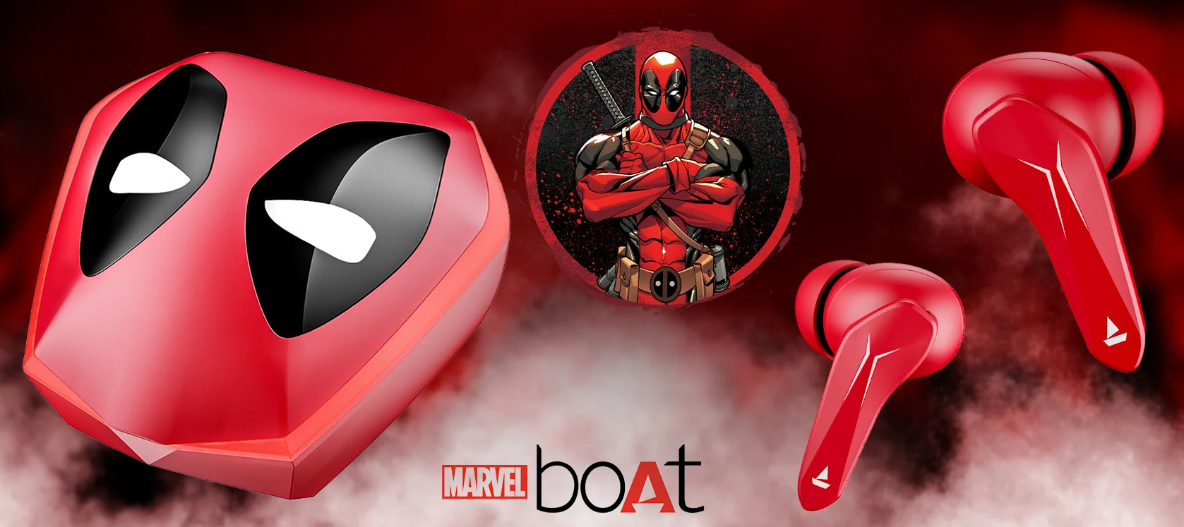 Fones BoAt Deadpool Immortal 121 Gaming Earbuds (Marvel)