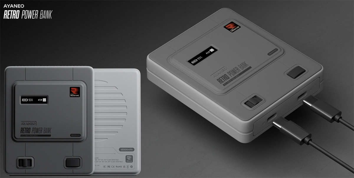 Ayaneo Retro Power Bank com design retrô inspirado no SNES