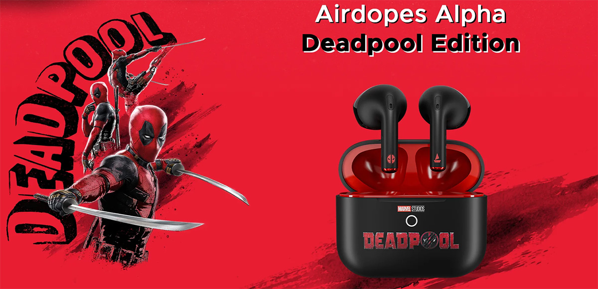 Fones BoAt Deadpool Airdopes Alpha do filme Deadpool & Wolverine