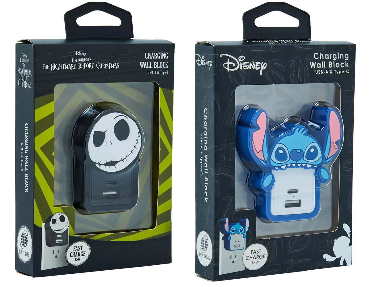 Carregadores USB Disney: Jack Skellington e Stitch