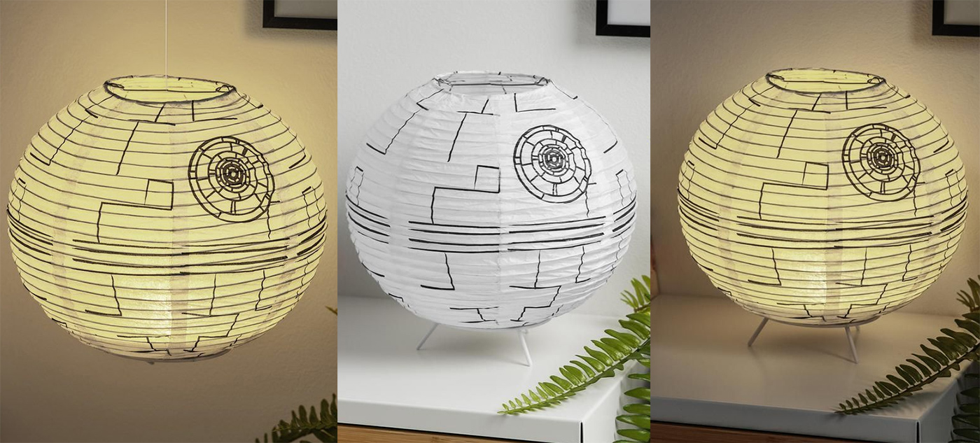 Lanterna de papel Star Wars Estrela da Morte luminária LED